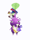 An animation of a purple Pikmin with two puzzle pieces from Pikmin Bloom.