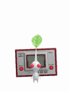 An animation of a White Pikmin with a Nintendo Console from Pikmin Bloom.