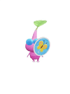 An animation of a Winged Pikmin with a Spring Sticker from Pikmin Bloom