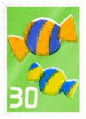 An event postcard stamp in Pikmin Bloom, for Halloween 2022.