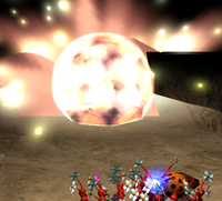 A bomb rock exploding in Pikmin 2.