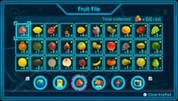 The fruit file application on the KopPad in Pikmin 3 Deluxe.