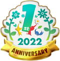The First Anniversary badge from Pikmin Bloom.