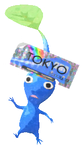 Lifelog artwork of a Blue Station Decor Pikmin with Ticket (Rare) decor from Pikmin Bloom.