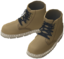 "Mountain Boots (Khaki)" Mii shoes part in Pikmin Bloom. Original filename is <code>icon_of0080_Sho_MountainBoots1_c01</code>.