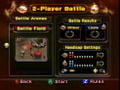 The 2-Player Battle menu screen.