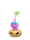 An animation of a Winged Pikmin with a Jack-o'-Lantern from Pikmin Bloom.