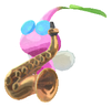 Lifelog artwork of a Winged Special Decor Pikmin with Tiny Instrument: Brass Band decor from Pikmin Bloom.