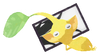 Lifelog artwork of a Yellow Special Decor Pikmin with Hanafuda Card (Volume 1) decor from Pikmin Bloom.