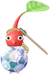 A Red Stadium Decor Pikmin with Ball Keychain (Rare) decor from Pikmin Bloom.