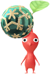 A Red Special Decor Pikmin with Ball Ornament decor from Pikmin Bloom.