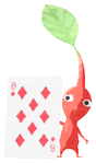 Lifelog artwork of a Red Special Decor Pikmin with Playing Card decor from Pikmin Bloom.
