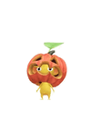 An animation of a Yellow Pikmin with a Jack-o'-lantern from Pikmin Bloom