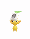 An animation of a Yellow Pikmin with a Mahjong Tile from Pikmin Bloom