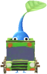 A Blue Bus Stop Decor Pikmin with Bus Papercraft decor from Pikmin Bloom.