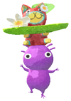 Lifelog artwork of a Purple Special Decor Pikmin with Balinese Carving decor from Pikmin Bloom.