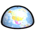 The Treasure Hoard icon of the Spherical Atlas in the Nintendo Switch version of Pikmin 2.
