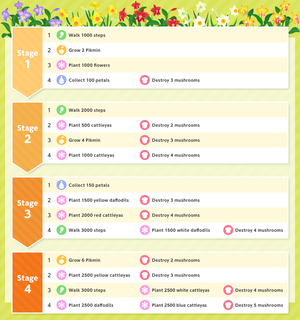The 2024 New Years event missions for Pikmin Bloom.