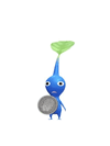 An animation of a Blue Pikmin with a Coin from Pikmin Bloom