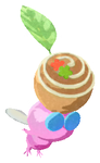 Lifelog artwork of a Winged Special Decor Pikmin with Chocolate decor from Pikmin Bloom.