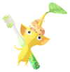 Lifelog artwork of a Yellow Pharmacy Decor Pikmin with Toothbrush (Rare) decor from Pikmin Bloom.