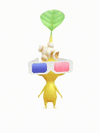 An animation of a Yellow Pikmin with a Popcorn Snack from Pikmin Bloom.