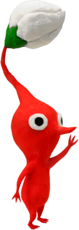 Clay artwork of a bud Red Pikmin.