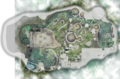 The Distant Spring's radar pattern on top of a map of the Perplexing Pool.