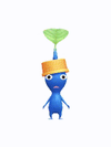 An animation of a Blue Pikmin with a Bottle Cap from Pikmin Bloom.