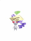 An animation of a White Pikmin with a Present Sticker (Gold) from Pikmin Bloom