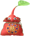 A special Red Decor Pikmin wearing a Lunar New Year ornament.