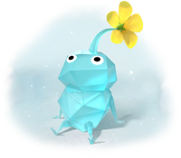 Artwork of an Ice Pikmin sitting in icy air.