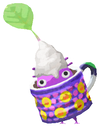 Lifelog artwork of a Purple Café Decor Pikmin with Coffee Cup (Rare) decor from Pikmin Bloom.