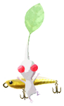 Lifelog artwork of a White Waterside Decor Pikmin with Fishing Lure (Rare) decor from Pikmin Bloom.