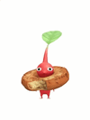 An animation of a Red Pikmin with a Donut from Pikmin Bloom.