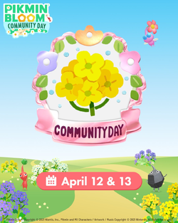 Promotional image for the April 2025 Community Day.