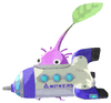 Lifelog artwork of a Purple Special Decor Pikmin with Pikmin 4 Spaceship decor from Pikmin Bloom.