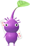 A special Purple Decor Pikmin with a Playing Card costume from Pikmin Bloom.