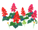 Texture for red salvia flowers on the map in Pikmin Bloom.