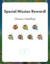 A pop up menu to select your reward after completing a Special Mission in Pikmin Bloom.