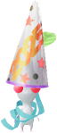 A White Special Decor Pikmin with Party Popper 2025 decor from Pikmin Bloom.
