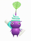 An animation of a Purple Pikmin with a Toothbrush from Pikmin Bloom.