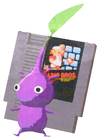 Lifelog artwork of a Purple Special Decor Pikmin with Game Pak decor from Pikmin Bloom.