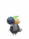 An animation of a Rock Pikmin with a Ball Ornament from Pikmin Bloom.