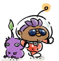 Bernard with a Purple Pikmin as seen in the "Teamwork" comic.