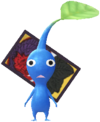 A Blue Decor Pikmin in Flower Card decor. This is the texture used in the Decor Pikmin list, and doesn't reflect the 6 different card designs this Decor Pikmin can have.