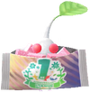 A White Special Decor Pikmin with First Anniversary Snack decor from Pikmin Bloom.