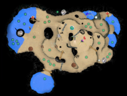 The "Battle Enemies!" map of the Forgotten Cove.