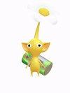 An animation of a Yellow Pikmin with a Large Battery from Pikmin Bloom.