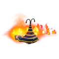 A render of a Pyroclasmic Slooch spreading fire, from Pikmin 4.